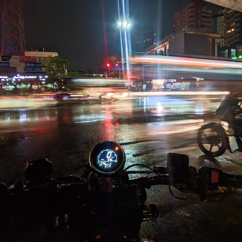Night ride, city lights