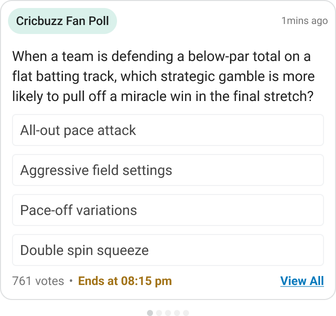 Cricbuzz fan poll — two option yes/no card