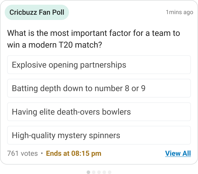 Cricbuzz fan poll — four option T20 factor card