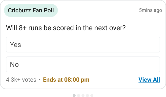 Cricbuzz fan poll — four option long question card